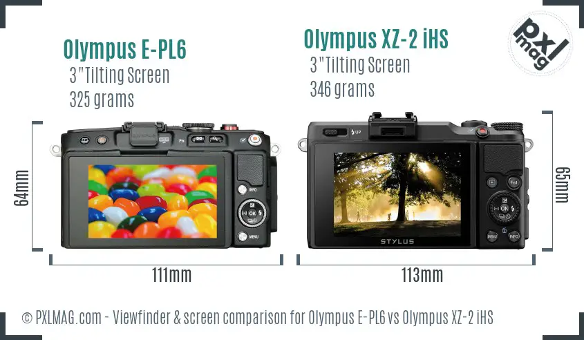 Olympus E-PL6 vs Olympus XZ-2 iHS Screen and Viewfinder comparison