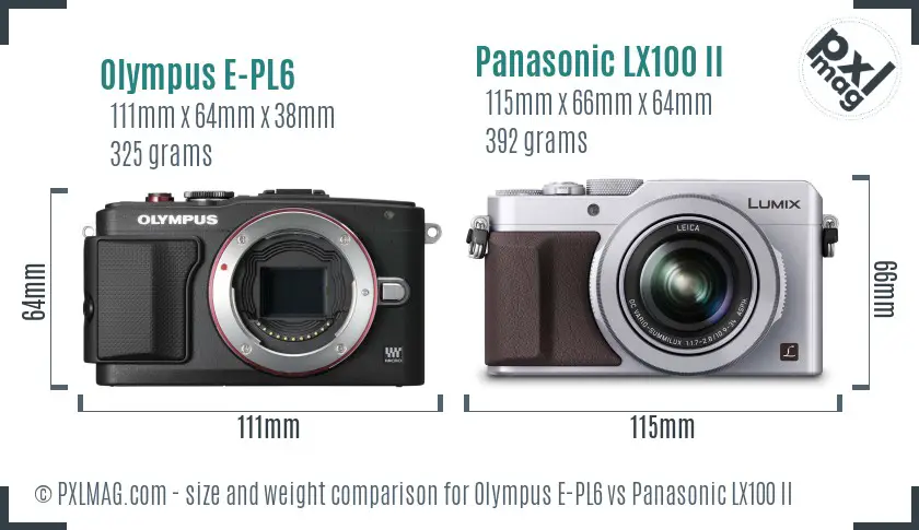 Olympus E-PL6 vs Panasonic LX100 II size comparison