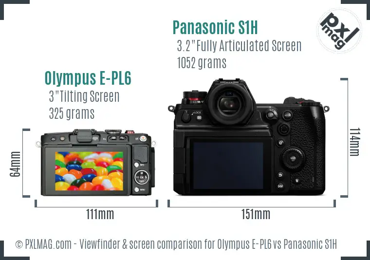 Olympus E-PL6 vs Panasonic S1H Screen and Viewfinder comparison