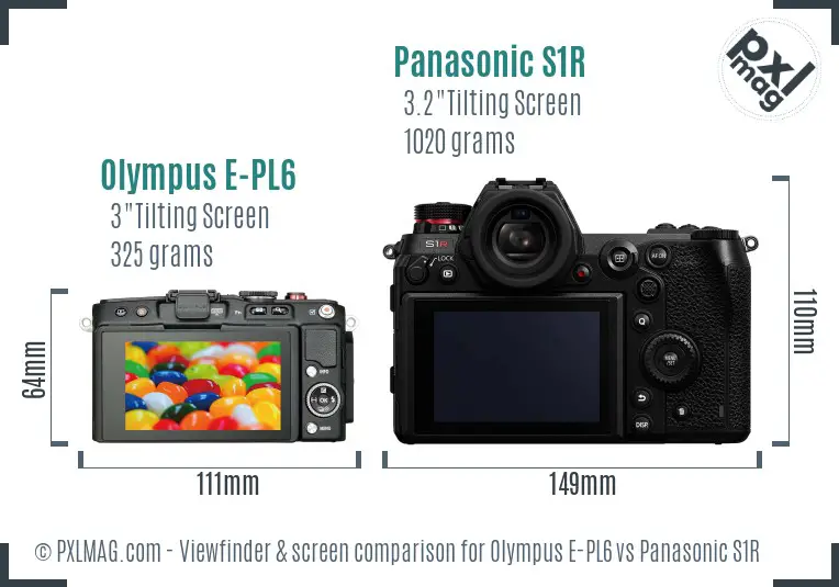 Olympus E-PL6 vs Panasonic S1R Screen and Viewfinder comparison