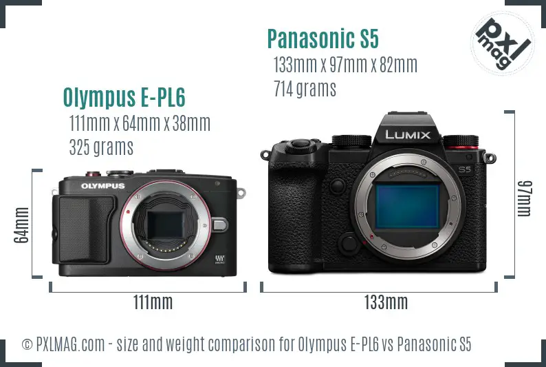 Olympus E-PL6 vs Panasonic S5 size comparison