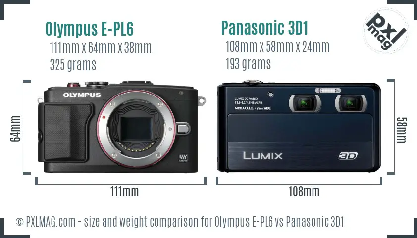Olympus E-PL6 vs Panasonic 3D1 size comparison