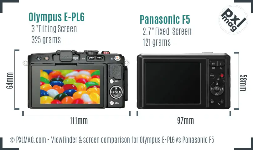 Olympus E-PL6 vs Panasonic F5 Screen and Viewfinder comparison