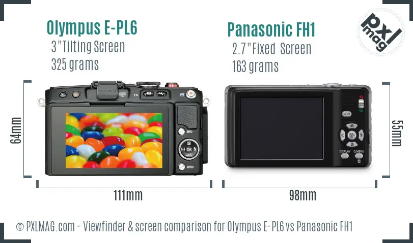 Olympus E-PL6 vs Panasonic FH1 Screen and Viewfinder comparison