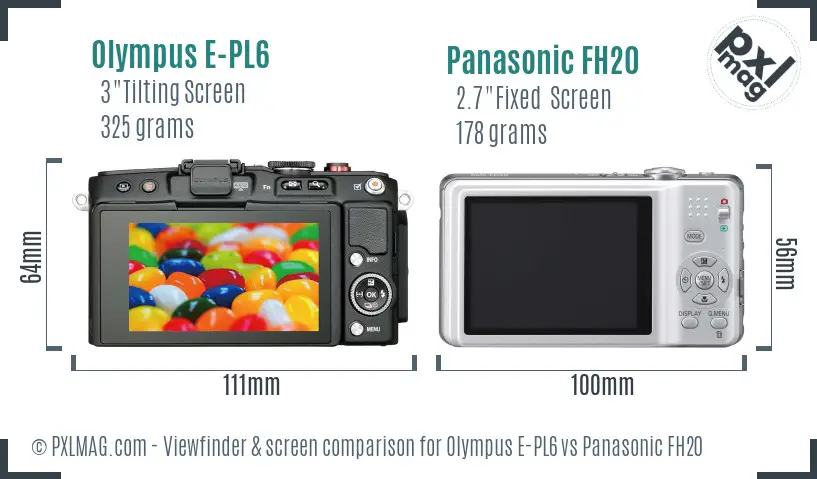 Olympus E-PL6 vs Panasonic FH20 Screen and Viewfinder comparison