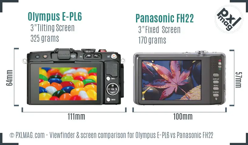 Olympus E-PL6 vs Panasonic FH22 Screen and Viewfinder comparison