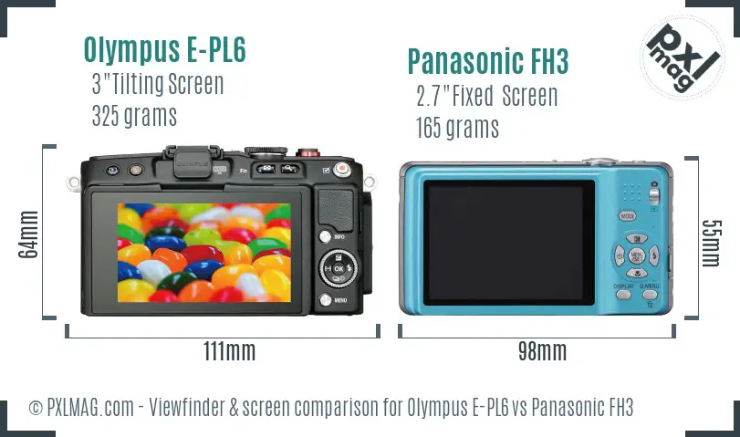 Olympus E-PL6 vs Panasonic FH3 Screen and Viewfinder comparison