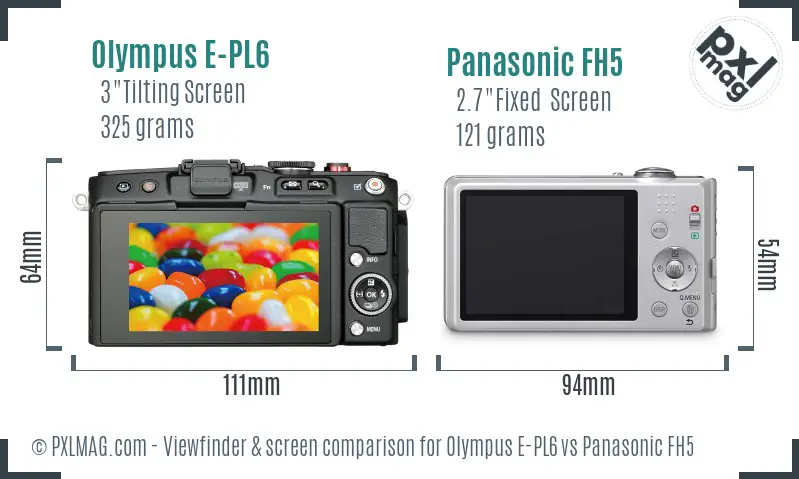 Olympus E-PL6 vs Panasonic FH5 Screen and Viewfinder comparison