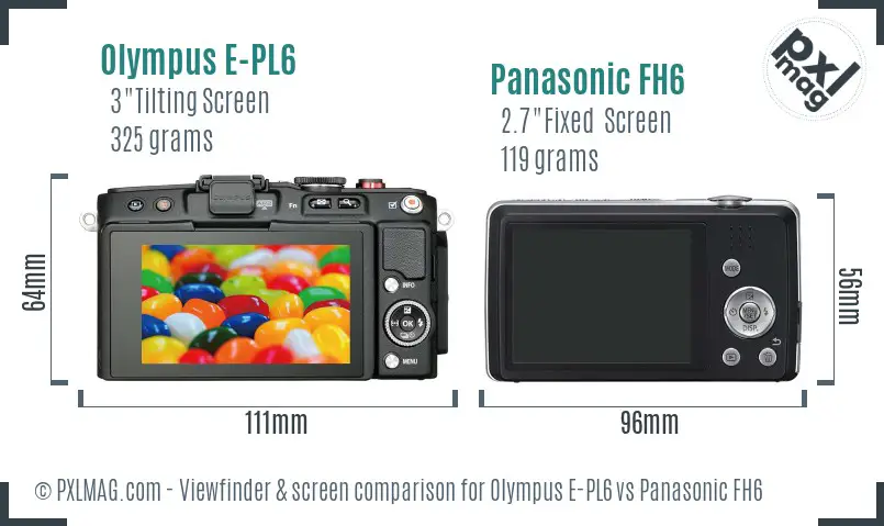 Olympus E-PL6 vs Panasonic FH6 Screen and Viewfinder comparison