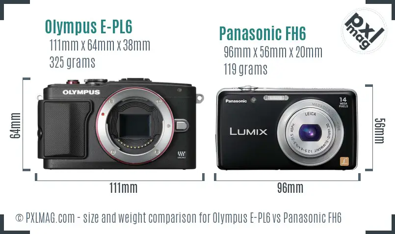 Olympus E-PL6 vs Panasonic FH6 size comparison