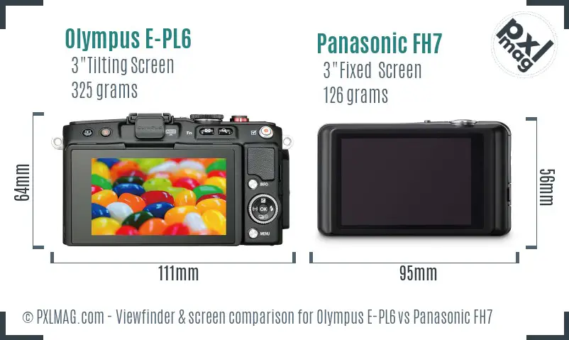 Olympus E-PL6 vs Panasonic FH7 Screen and Viewfinder comparison
