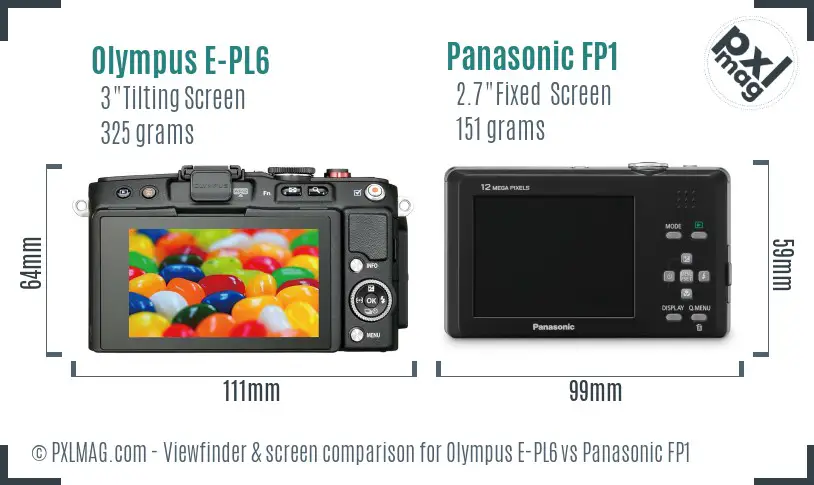 Olympus E-PL6 vs Panasonic FP1 Screen and Viewfinder comparison