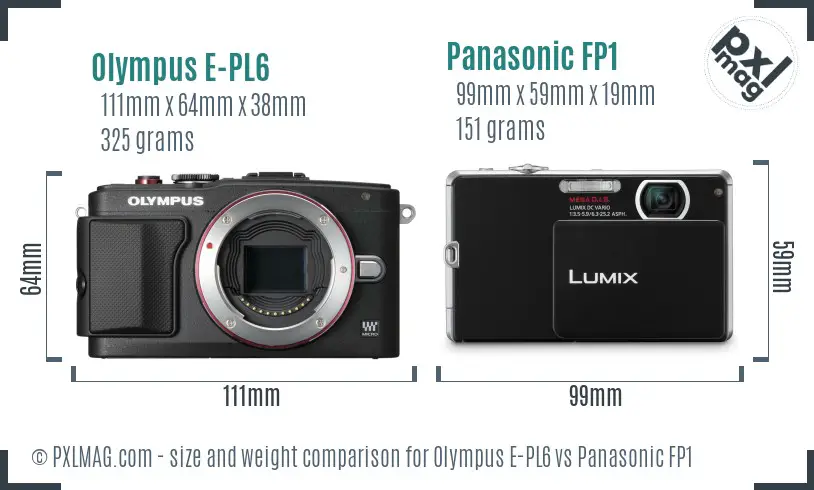 Olympus E-PL6 vs Panasonic FP1 size comparison