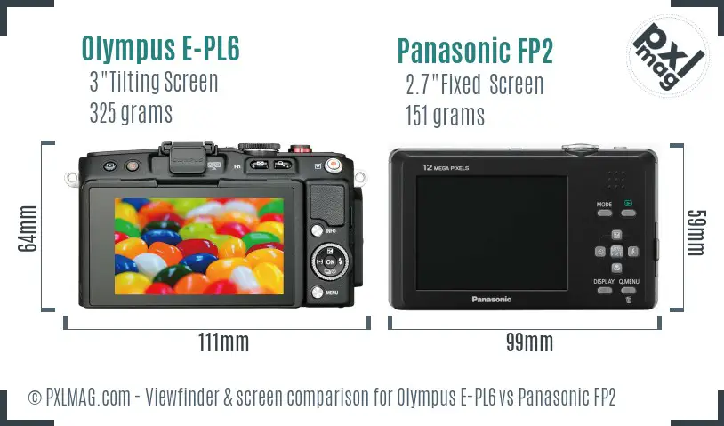 Olympus E-PL6 vs Panasonic FP2 Screen and Viewfinder comparison