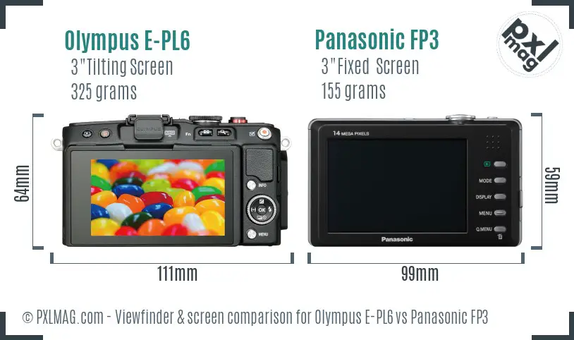 Olympus E-PL6 vs Panasonic FP3 Screen and Viewfinder comparison