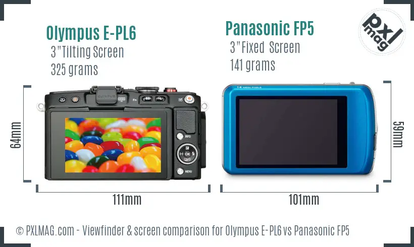 Olympus E-PL6 vs Panasonic FP5 Screen and Viewfinder comparison