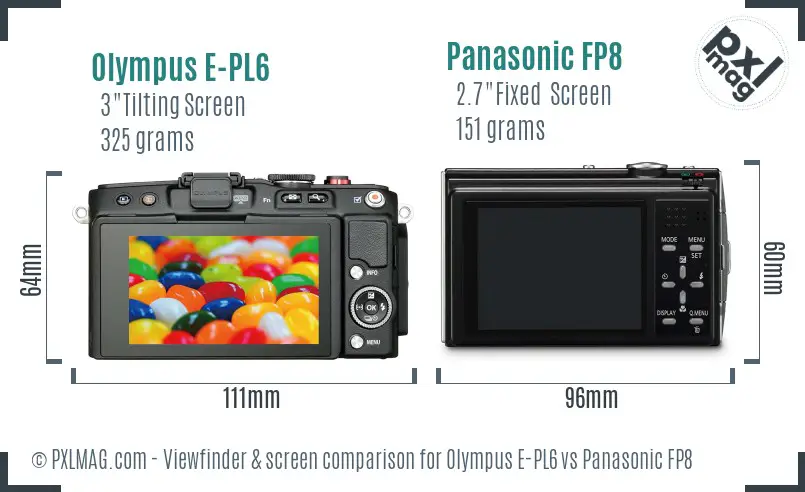 Olympus E-PL6 vs Panasonic FP8 Screen and Viewfinder comparison