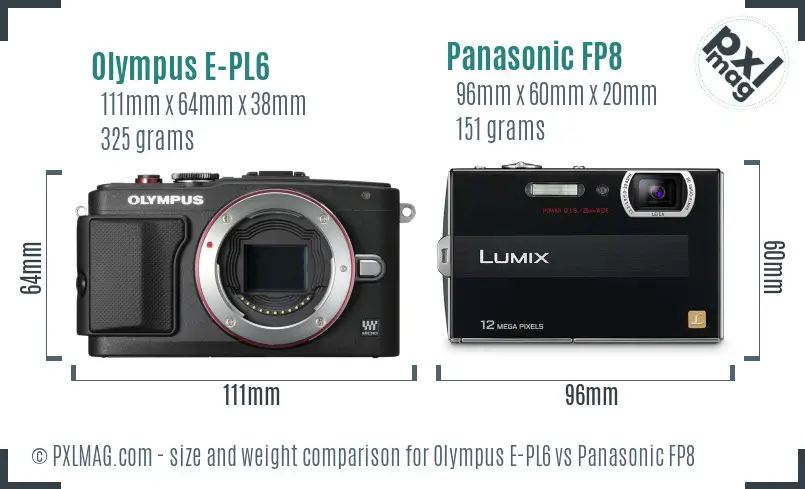 Olympus E-PL6 vs Panasonic FP8 size comparison