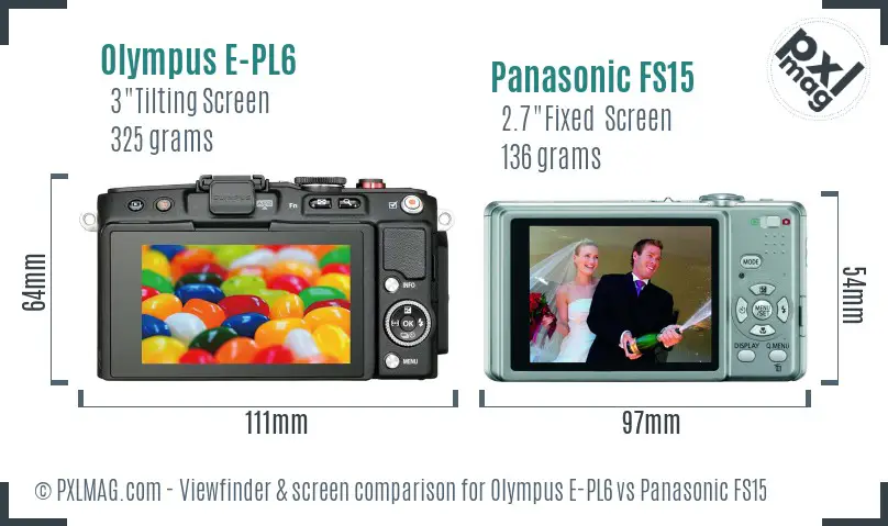 Olympus E-PL6 vs Panasonic FS15 Screen and Viewfinder comparison