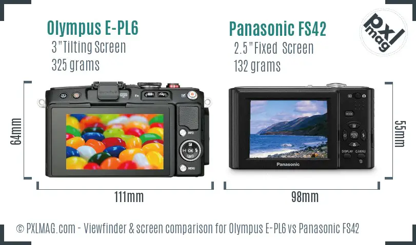 Olympus E-PL6 vs Panasonic FS42 Screen and Viewfinder comparison