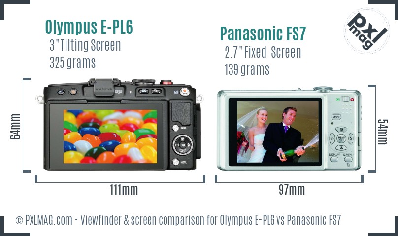 Olympus E-PL6 vs Panasonic FS7 Screen and Viewfinder comparison