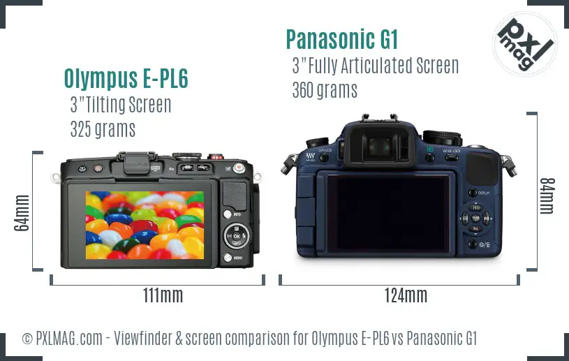 Olympus E-PL6 vs Panasonic G1 Screen and Viewfinder comparison