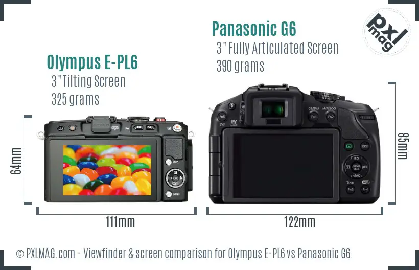 Olympus E-PL6 vs Panasonic G6 Screen and Viewfinder comparison