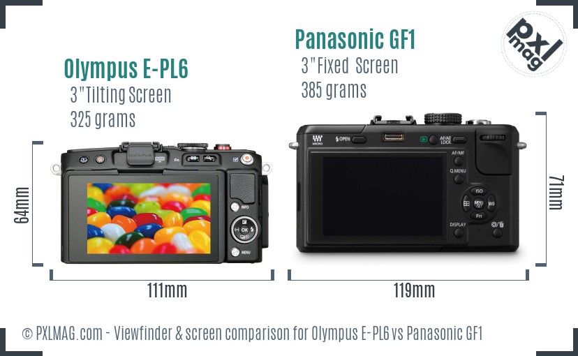 Olympus E-PL6 vs Panasonic GF1 Screen and Viewfinder comparison