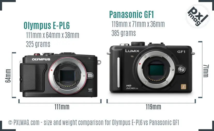 Olympus E-PL6 vs Panasonic GF1 size comparison