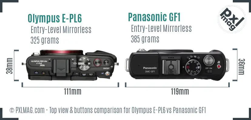 Olympus E-PL6 vs Panasonic GF1 top view buttons comparison