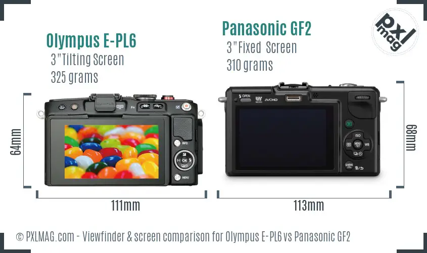 Olympus E-PL6 vs Panasonic GF2 Screen and Viewfinder comparison