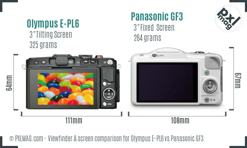 Olympus E-PL6 vs Panasonic GF3 Screen and Viewfinder comparison