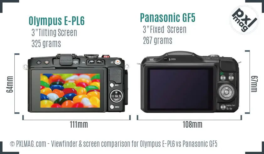 Olympus E-PL6 vs Panasonic GF5 Screen and Viewfinder comparison