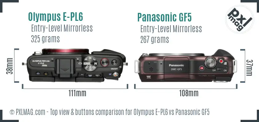Olympus E-PL6 vs Panasonic GF5 top view buttons comparison