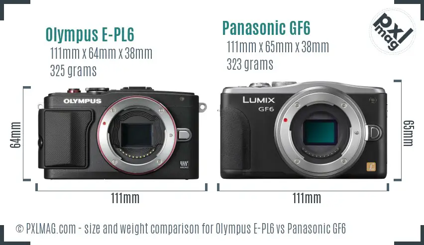 Olympus E-PL6 vs Panasonic GF6 size comparison