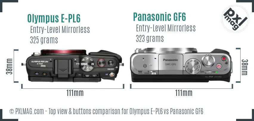 Olympus E-PL6 vs Panasonic GF6 top view buttons comparison