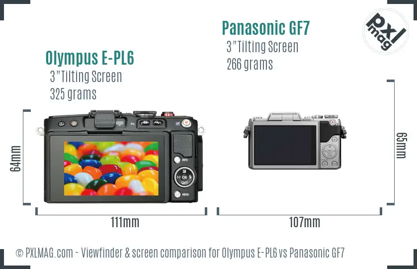 Olympus E-PL6 vs Panasonic GF7 Screen and Viewfinder comparison