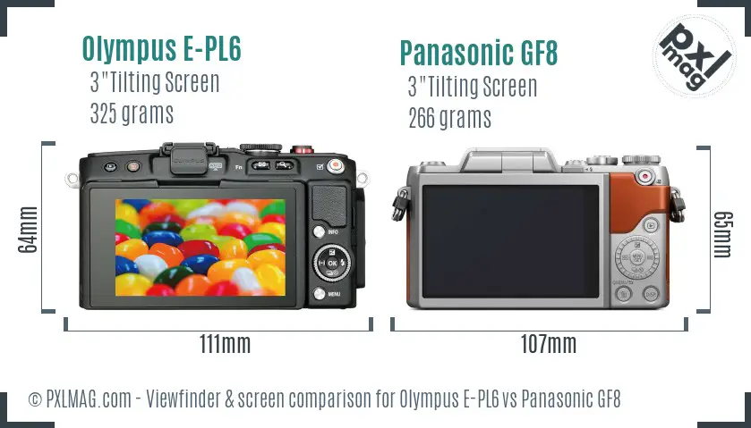Olympus E-PL6 vs Panasonic GF8 Screen and Viewfinder comparison