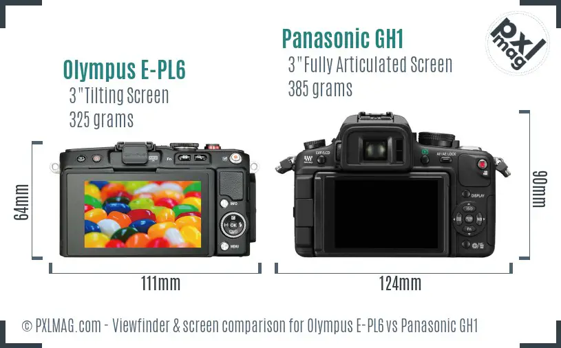 Olympus E-PL6 vs Panasonic GH1 Screen and Viewfinder comparison