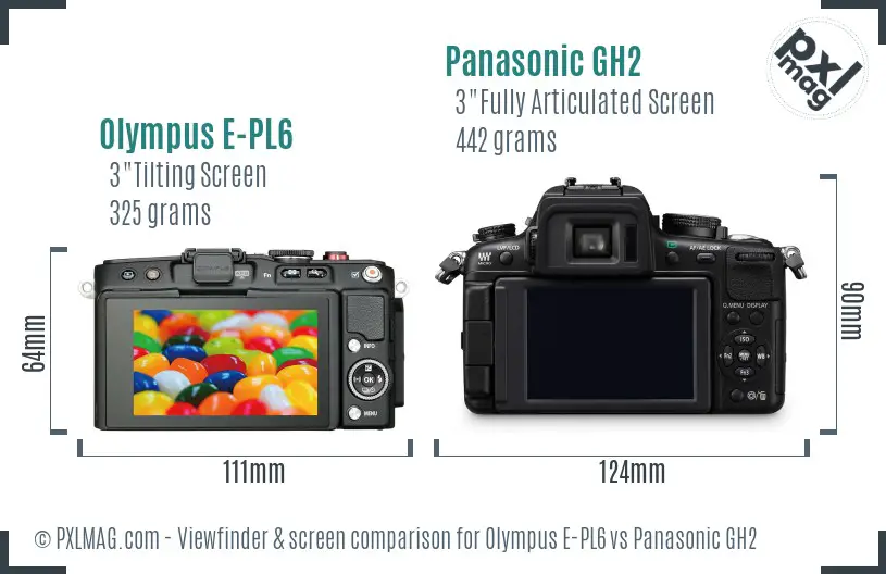 Olympus E-PL6 vs Panasonic GH2 Screen and Viewfinder comparison