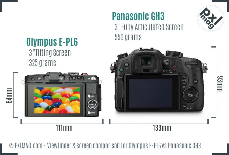 Olympus E-PL6 vs Panasonic GH3 Screen and Viewfinder comparison