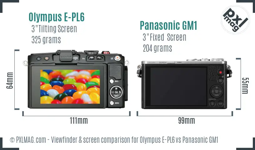 Olympus E-PL6 vs Panasonic GM1 Screen and Viewfinder comparison