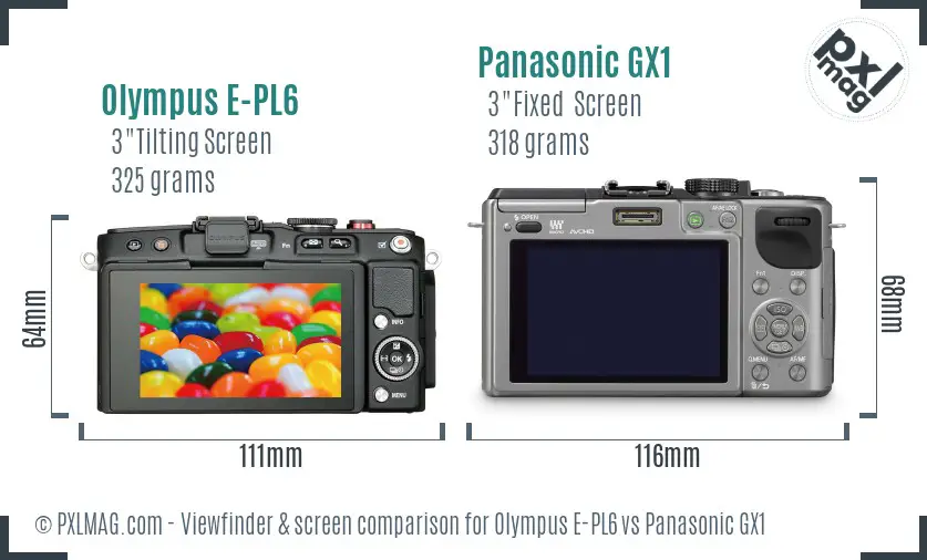 Olympus E-PL6 vs Panasonic GX1 Screen and Viewfinder comparison