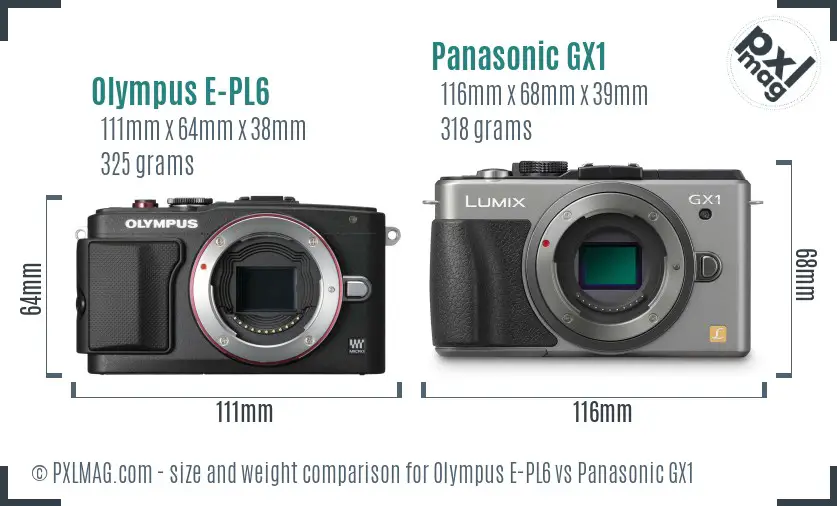 Olympus E-PL6 vs Panasonic GX1 size comparison