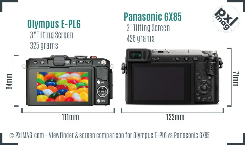 Olympus E-PL6 vs Panasonic GX85 Screen and Viewfinder comparison
