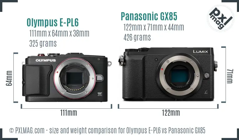 Olympus E-PL6 vs Panasonic GX85 size comparison