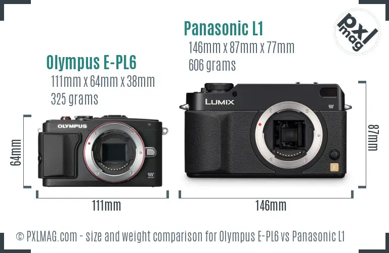 Olympus E-PL6 vs Panasonic L1 size comparison