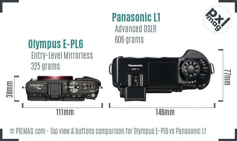 Olympus E-PL6 vs Panasonic L1 top view buttons comparison