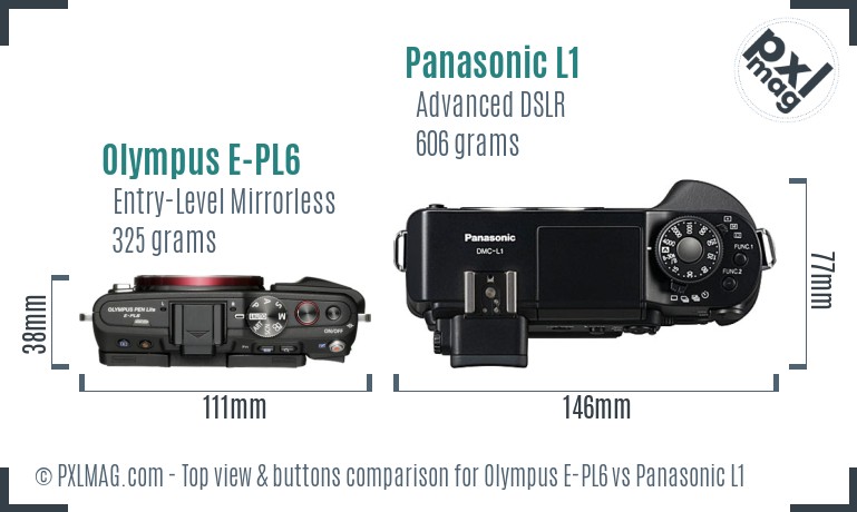 Olympus E-PL6 vs Panasonic L1 top view buttons comparison