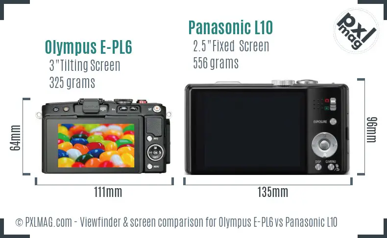 Olympus E-PL6 vs Panasonic L10 Screen and Viewfinder comparison
